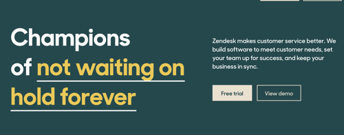 Screenshot of Zendesk website, with the button to view a demo video.